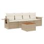 Preview: 5-tlg. Garten-Sofagarnitur mit Kissen Beige Poly Rattan