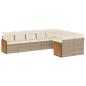 Preview: 9-tlg. Garten-Sofagarnitur mit Kissen Beige Poly Rattan