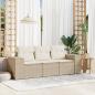 Preview: ARDEBO.de - 3-tlg. Garten-Sofagarnitur mit Kissen Beige Poly Rattan