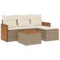 Preview: 5-tlg. Garten-Sofagarnitur mit Kissen Beige Poly Rattan