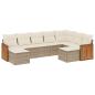 Preview: 9-tlg. Garten-Sofagarnitur mit Kissen Beige Poly Rattan