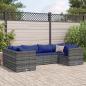 Preview: ARDEBO.de - 6-tlg. Garten-Lounge-Set mit Kissen Grau Poly Rattan