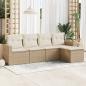 Preview: ARDEBO.de - 5-tlg. Garten-Sofagarnitur mit Kissen Beige Poly Rattan