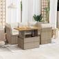 Preview: ARDEBO.de - 5-tlg. Garten-Sofagarnitur mit Kissen Beige Poly Rattan