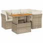 Preview: 5-tlg. Garten-Sofagarnitur mit Kissen Beige Poly Rattan