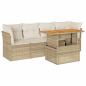 Preview: 5-tlg. Garten-Sofagarnitur mit Kissen Beige Poly Rattan