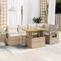 Preview: ARDEBO.de - 6-tlg. Garten-Sofagarnitur mit Kissen Beige Poly Rattan