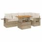 Preview: 6-tlg. Garten-Sofagarnitur mit Kissen Beige Poly Rattan