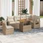Preview: ARDEBO.de - 7-tlg. Garten-Sofagarnitur mit Kissen Beige Poly Rattan