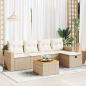 Preview: ARDEBO.de - 6-tlg. Garten-Sofagarnitur mit Kissen Beige Poly Rattan