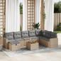 Preview: ARDEBO.de - 9-tlg. Garten-Sofagarnitur mit Kissen Beige Poly Rattan