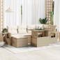 Preview: ARDEBO.de - 7-tlg. Garten-Sofagarnitur mit Kissen Beige Poly Rattan
