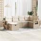 Preview: ARDEBO.de - 6-tlg. Garten-Sofagarnitur mit Kissen Beige Poly Rattan