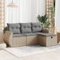 Preview: ARDEBO.de - 4-tlg. Garten-Sofagarnitur mit Kissen Beige Poly Rattan