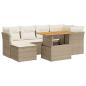 Preview: 7-tlg. Garten-Sofagarnitur mit Kissen Beige Poly Rattan