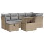 Preview: 7-tlg. Garten-Sofagarnitur mit Kissen Beige Poly Rattan
