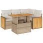 Preview: 5-tlg. Garten-Sofagarnitur mit Kissen Beige Poly Rattan Akazie