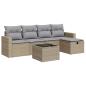 Preview: 6-tlg. Garten-Sofagarnitur mit Kissen Beige Poly Rattan