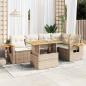 Preview: ARDEBO.de - 6-tlg. Garten-Sofagarnitur mit Kissen Beige Poly Rattan Akazie