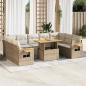 Preview: ARDEBO.de - 10-tlg. Garten-Sofagarnitur mit Kissen Beige Poly Rattan Akazie