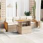 Preview: ARDEBO.de - 5-tlg. Garten-Sofagarnitur mit Kissen Beige Poly Rattan Akazie