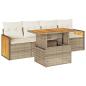Preview: 5-tlg. Garten-Sofagarnitur mit Kissen Beige Poly Rattan Akazie