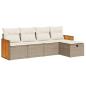 Preview: 5-tlg. Garten-Sofagarnitur mit Kissen Beige Poly Rattan