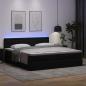 Preview: Ottoman-Bett mit Matratzen & LEDs Schwarz 160x200 cm Kunstleder