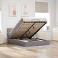Preview: ARDEBO.de - Ottomane Bett mit Matratze & LEDs Taupe 140x200 cm Stoff