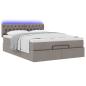 Preview: Ottomane Bett mit Matratze & LEDs Taupe 140x200 cm Stoff