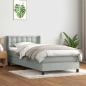 Preview: ARDEBO.de - Boxspringbett mit Matratze Hellgrau 90x220 cm Samt