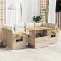Preview: ARDEBO.de - 7-tlg. Garten-Sofagarnitur mit Kissen Beige Poly Rattan Akazie