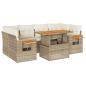 Preview: 7-tlg. Garten-Sofagarnitur mit Kissen Beige Poly Rattan Akazie