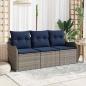Preview: ARDEBO.de - Gartensofa-set 3 stk. Grau Poly-Rattan