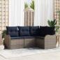 Preview: ARDEBO.de - Gartensofa-set Grau Poly-Rattan
