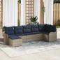 Preview: ARDEBO.de - Gartensofa-set 7 stk. Grau Poly-Rattan