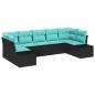 Preview: Gartensofa-set 7 stk. Schwarz Poly-Rattan