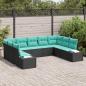 Preview: ARDEBO.de - Gartensofa-set 9 stk. Schwarz Poly-Rattan