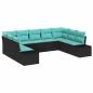 Preview: Gartensofa-set 9 stk. Schwarz Poly-Rattan