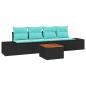 Preview: Gartensofa-set 5 stk. Schwarz Poly-Rattan