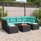 Preview: ARDEBO.de - Gartensofa-set 7 stk. Schwarz Poly-Rattan