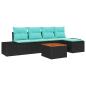 Preview: Gartensofa-set 6 stk. Schwarz Poly-Rattan