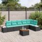 Preview: ARDEBO.de - Gartensofa-set 7 stk. Schwarz Poly-Rattan