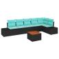 Preview: Gartensofa-set 7 stk. Schwarz Poly-Rattan