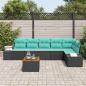 Preview: Gartensofa-set 7 stk. Schwarz Poly-Rattan