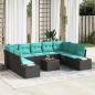 Preview: ARDEBO.de - Gartensofa-set 10 stk. Schwarz Poly-Rattan