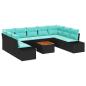 Preview: Gartensofa-set 10 stk. Schwarz Poly-Rattan