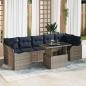 Preview: ARDEBO.de - Gartensofa-set 8 stk. Grau und Marineblau Poly-Rattan