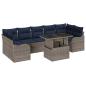 Preview: Gartensofa-set 8 stk. Grau und Marineblau Poly-Rattan