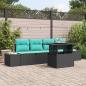 Preview: ARDEBO.de - Sofa Set 5 stk. 4-Sitzanzahl Schwarz und Blau Poly-Rattan